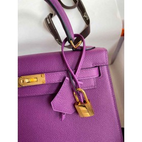 Hermes Kelly Sellier 25 Handmade Bag In Anemone Epsom Calfskin