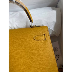 Hermes Kelly Sellier 25 Handmade Bag In Jaune Ambre Epsom Calfskin
