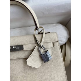 Hermes Kelly Sellier 25 Handmade Bag In Nata Epsom Calfskin