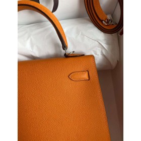Hermes Kelly Sellier 25 Handmade Bag In Orange Epsom Calfskin