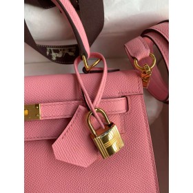 Hermes Kelly Sellier 25 Handmade Bag In Rose Confetti Epsom Calfskin