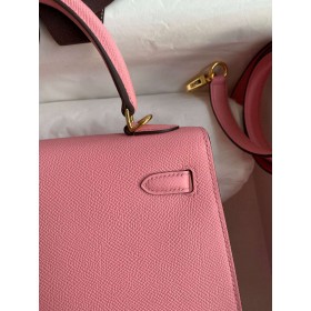 Hermes Kelly Sellier 25 Handmade Bag In Rose Confetti Epsom Calfskin