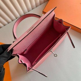 Hermes Kelly Sellier 25 Handmade Bag in Rose Confetti Lizard Leather