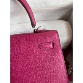 Hermes Kelly Sellier 25 Handmade Bag In Rose Purple Epsom Calfskin