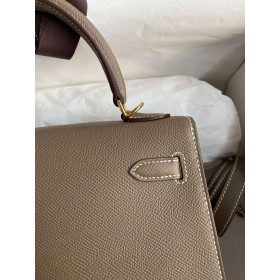 Hermes Kelly Sellier 25 Handmade Bag In Taupe Epsom Calfskin