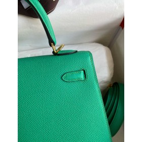 Hermes Kelly Sellier 25 Handmade Bag In Vert Jade Epsom Calfskin