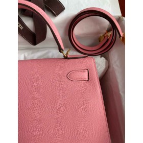 Hermes Kelly Sellier 32 Handmade Bag In Rose Confetti Epsom Calfskin