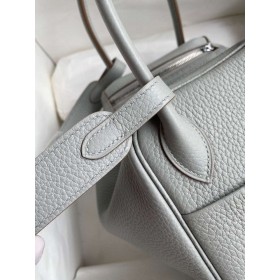 Hermes Lindy 26 Handmade Bag In Blue Glacier Clemence Leather