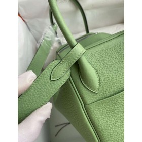 Hermes Lindy 26 Handmade Bag In Vert Criquet Clemence Leather