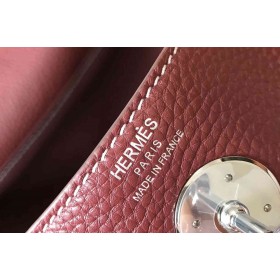 Hermes Lindy 26cm Bag In Bordeaux Clemence Leather PHW