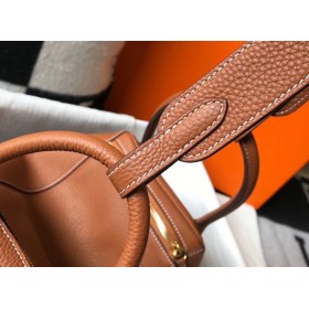 Hermes Lindy 26cm Bag In Gold Clemence Leather GHW
