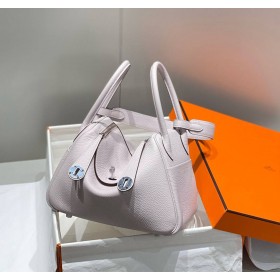 Hermes Lindy 26cm Bag in Mauve Pale Clemence Leather
