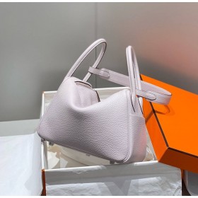 Hermes Lindy 26cm Bag in Mauve Pale Clemence Leather