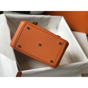 Hermes Lindy 26cm Bag In Orange Clemence Leather PHW