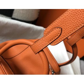 Hermes Lindy 26cm Bag In Orange Clemence Leather PHW