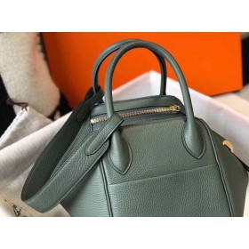 Hermes Lindy 26cm Bag In Vert Amande Clemence Leather GHW