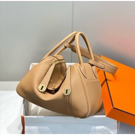 Hermes Lindy 30cm Bag In Chai Clemence Leather GHW