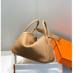 Hermes Lindy 30cm Bag In Chai Clemence Leather GHW