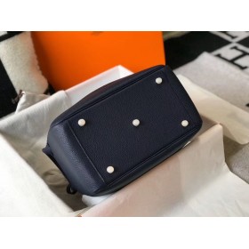 Hermes Lindy 30cm Bag In Navy Blue Clemence Leather GHW