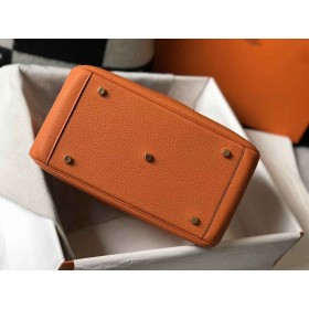 Hermes Lindy 30cm Bag In Orange Clemence Leather GHW