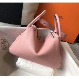 Hermes Lindy 30cm Bag In Pink Clemence Leather GHW