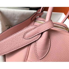 Hermes Lindy 30cm Bag In Pink Clemence Leather GHW