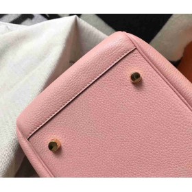 Hermes Lindy 30cm Bag In Pink Clemence Leather GHW