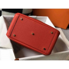 Hermes Lindy 30cm Bag In Red Clemence Leather GHW