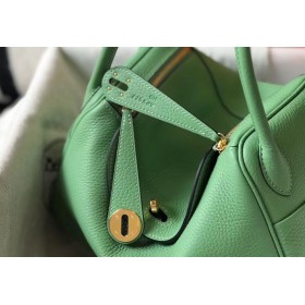 Hermes Lindy 30cm Bag In Vert Criquet Clemence Leather GHW