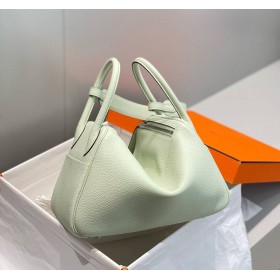 Hermes Lindy 30cm Bag In Vert Fizz Clemence Leather PHW