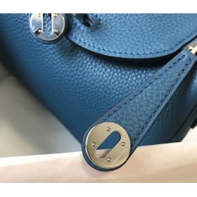 Hermes Lindy Mini Bag In Blue Agate Clemence Leather PHW