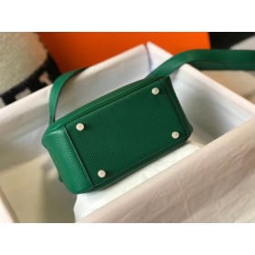 Hermes Lindy Mini Bag In Green Clemence Leather GHW