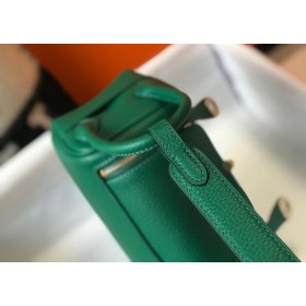 Hermes Lindy Mini Bag In Green Clemence Leather GHW