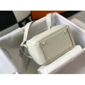 Hermes Lindy Mini Bag In White Clemence Leather GHW