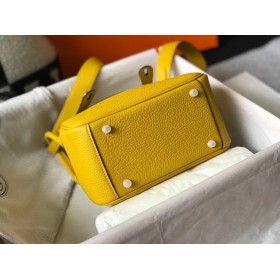 Hermes Lindy Mini Bag In Yellow Clemence Leather GHW