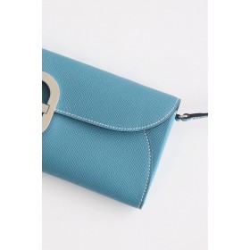 Hermes Maillon To Go Wallet in Blue Jean Epsom Calfskin