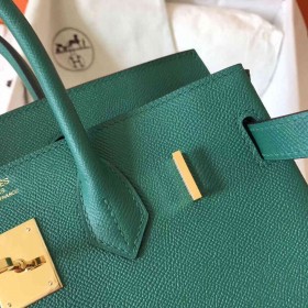 Hermes Birkin 30 Handmade Bag In Malachite Epsom Leather
