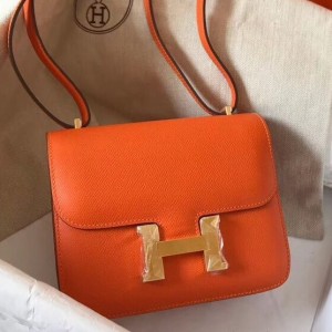 Hermes Constance 18 Handmade Bag In Orange Epsom Leather