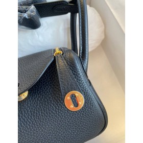 Hermes Mini Lindy Handmade Bag In Black Clemence Leather