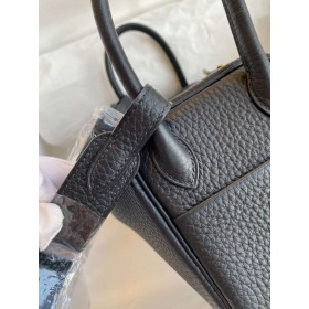 Hermes Mini Lindy Handmade Bag In Black Clemence Leather