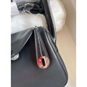 Hermes Mini Lindy Handmade Bag In Black Swift Leather