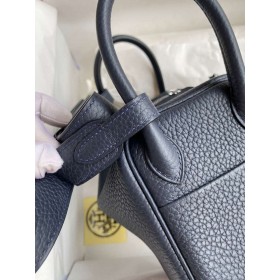 Hermes Mini Lindy Handmade Bag In Blue Nuit HHL19clbnClemence Leather