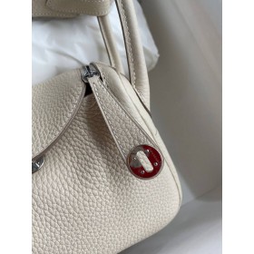 Hermes Mini Lindy Handmade Bag In Craie Clemence Leather