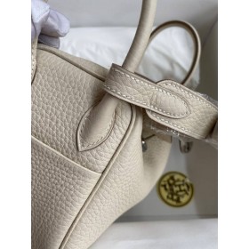 Hermes Mini Lindy Handmade Bag In Craie Clemence Leather
