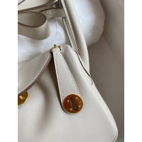 Hermes Mini Lindy Handmade Bag In Craie Swift Leather