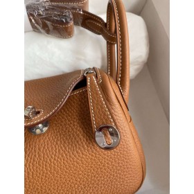 Hermes Mini Lindy Handmade Bag In Gold Clemence Leather