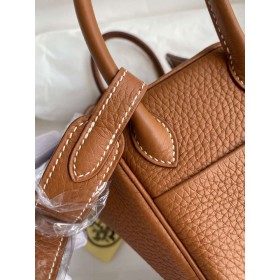 Hermes Mini Lindy Handmade Bag In Gold Clemence Leather