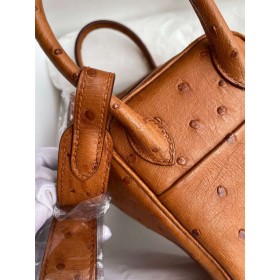 Hermes Mini Lindy Handmade Bag In Gold Ostrich Leather