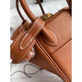 Hermes Mini Lindy Handmade Bag In Gold Swift Leather