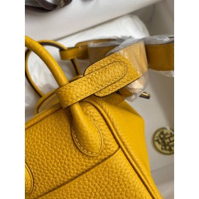 Hermes Mini Lindy Handmade Bag In Jaune Ambre Clemence Leather